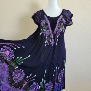 Anjli | OS Black & Purple Boho Dress